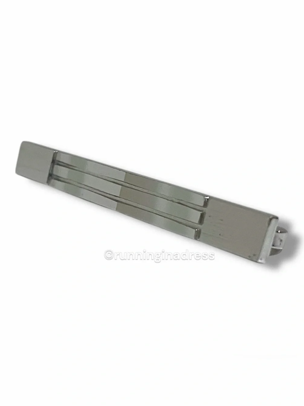 Vintage Nina Ricci Paris Silver Tie Clip 1980s Men's Geometric Tie Bar Clasp